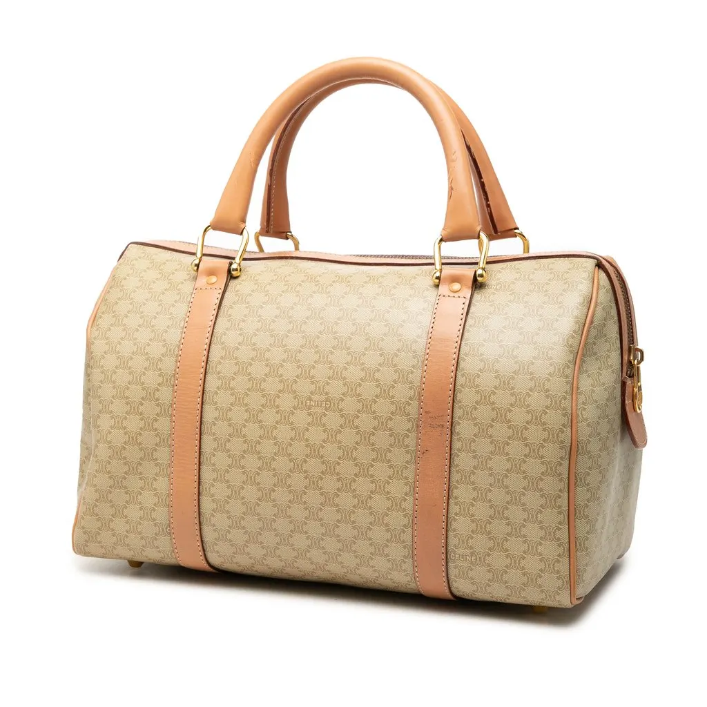Celine Macadam Coated Canvas Boston Bag Beige Very good - Back View
