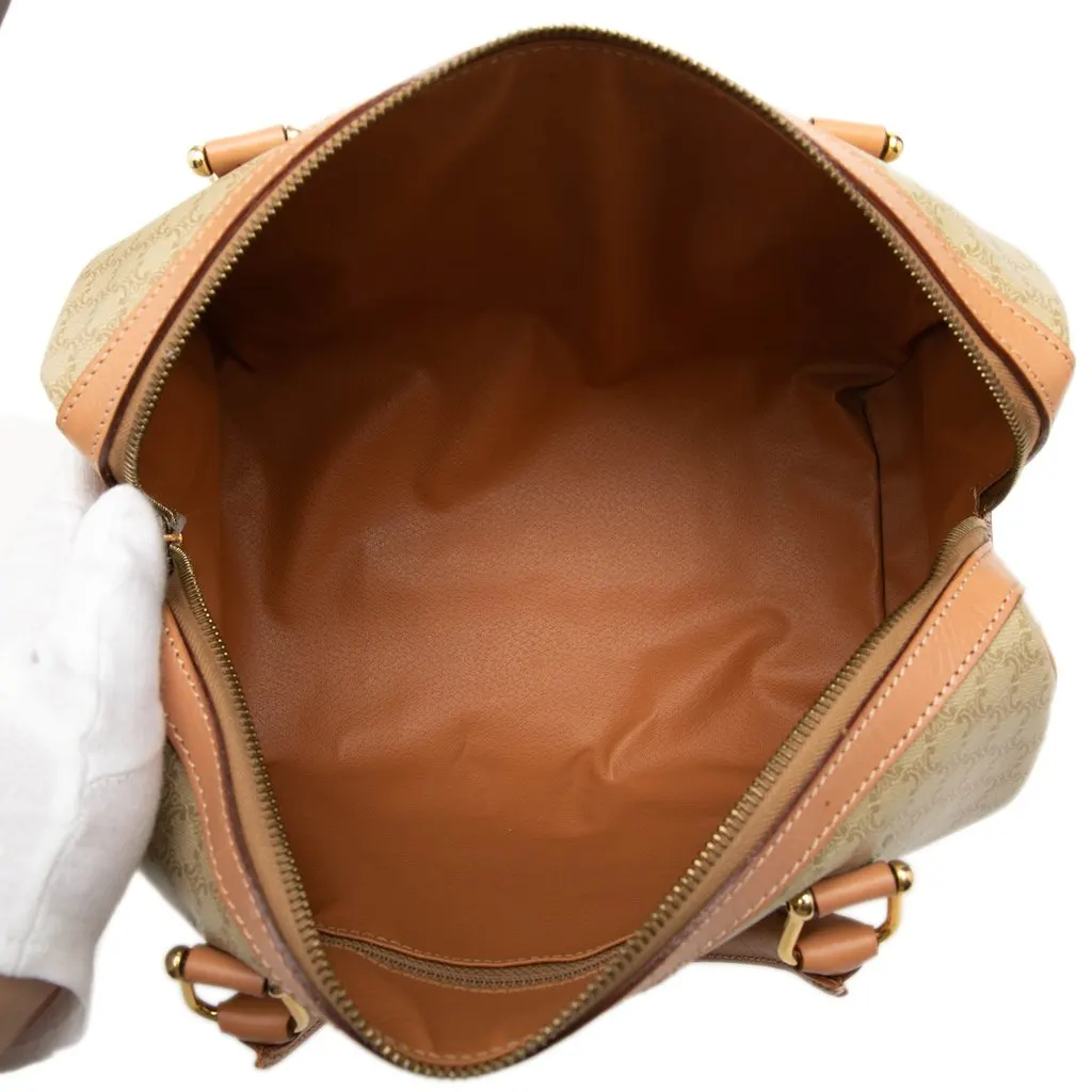 Celine Macadam Coated Canvas Boston Bag Beige Very good - Model View