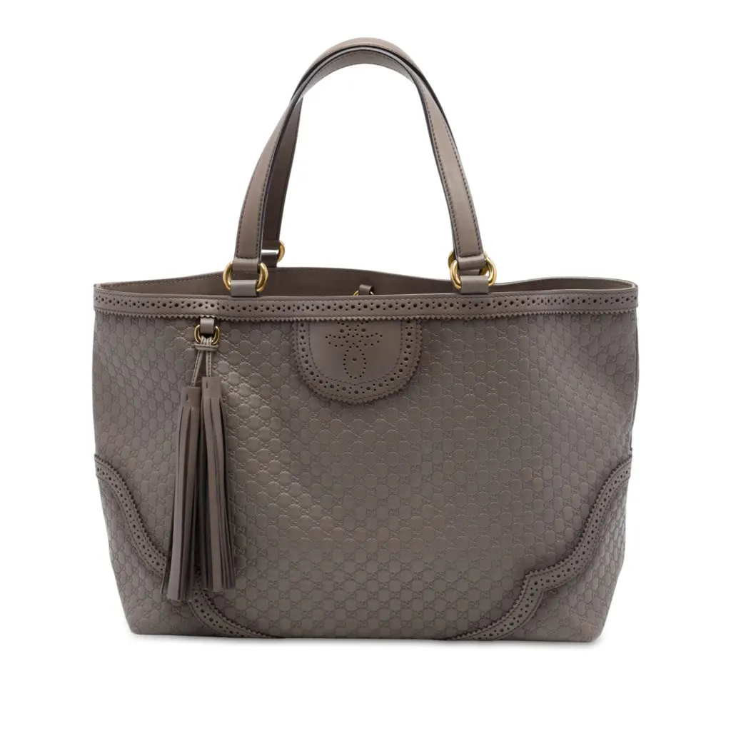 Gucci Large Microguccissima Brogue Duilio Tote Brown Leather Very good - Front View