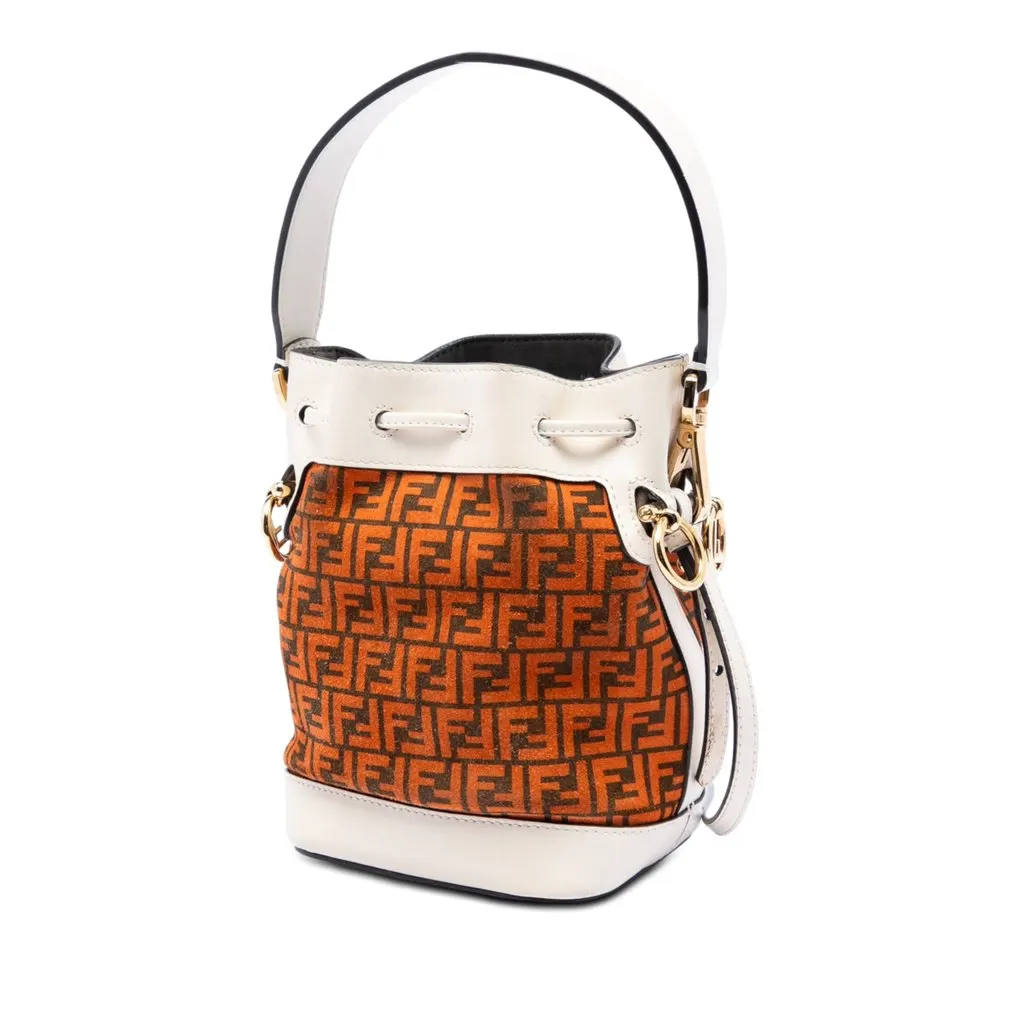 Fendi Mini Zucca Suede Mon Tresor Bucket Bag Orange Leather Very good - Back View