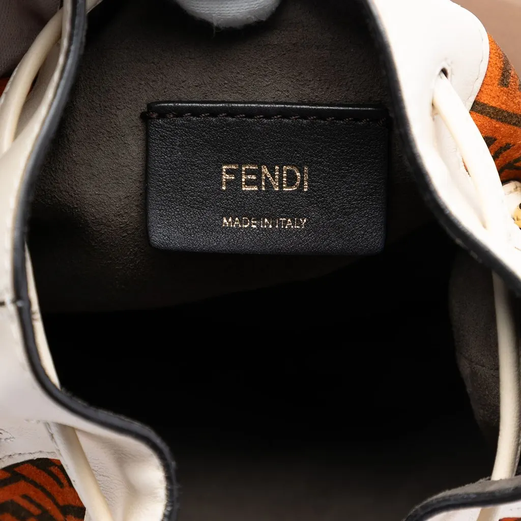 Fendi Mini Zucca Suede Mon Tresor Bucket Bag Orange Leather Very good - Box View