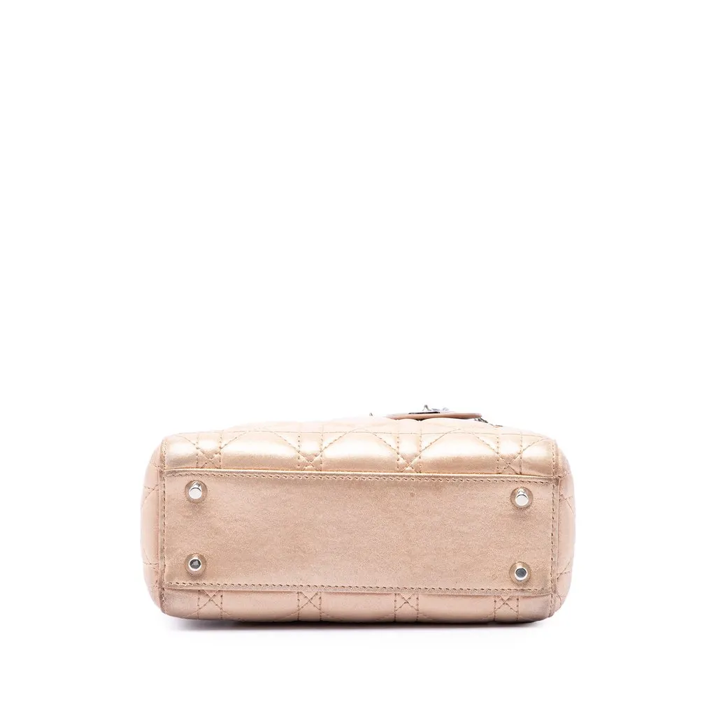 Dior Mini Metallic Lambskin Cannage Lady Dior Pink Leather Very good - Inside View