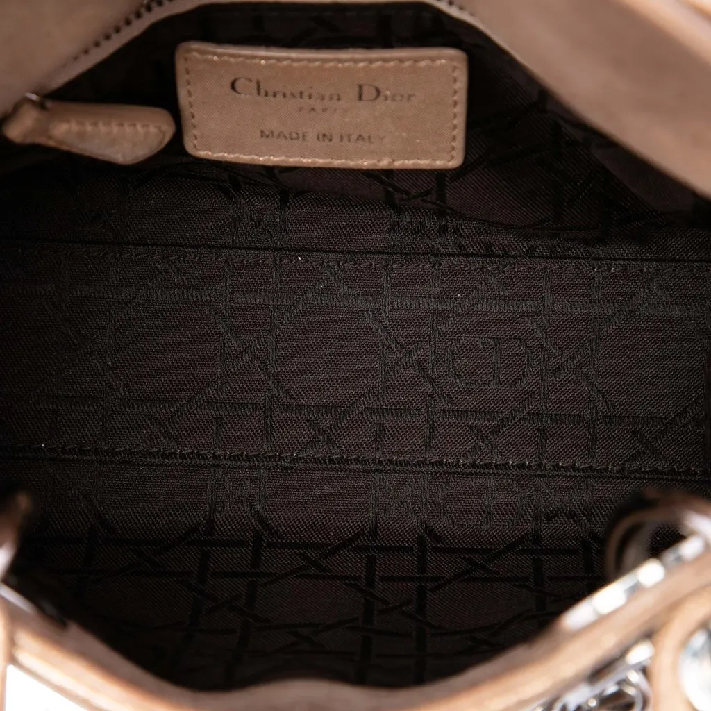 Dior Mini Metallic Lambskin Cannage Lady Dior Pink Leather Very good - Model View
