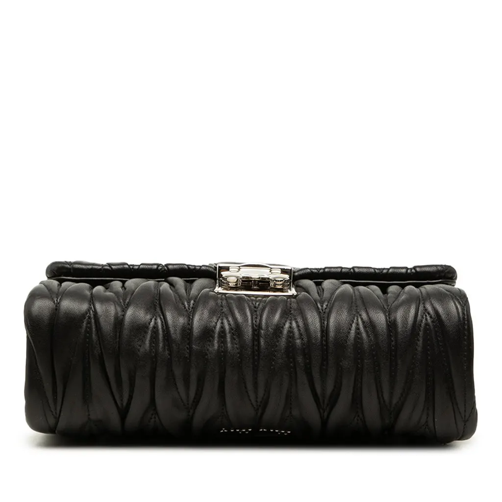 Miu Miu Matelasse Nappa Push Lock Flap Black Leather Very good - Inside View