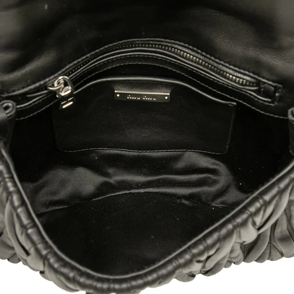 Miu Miu Matelasse Nappa Push Lock Flap Black Leather Very good - Model View