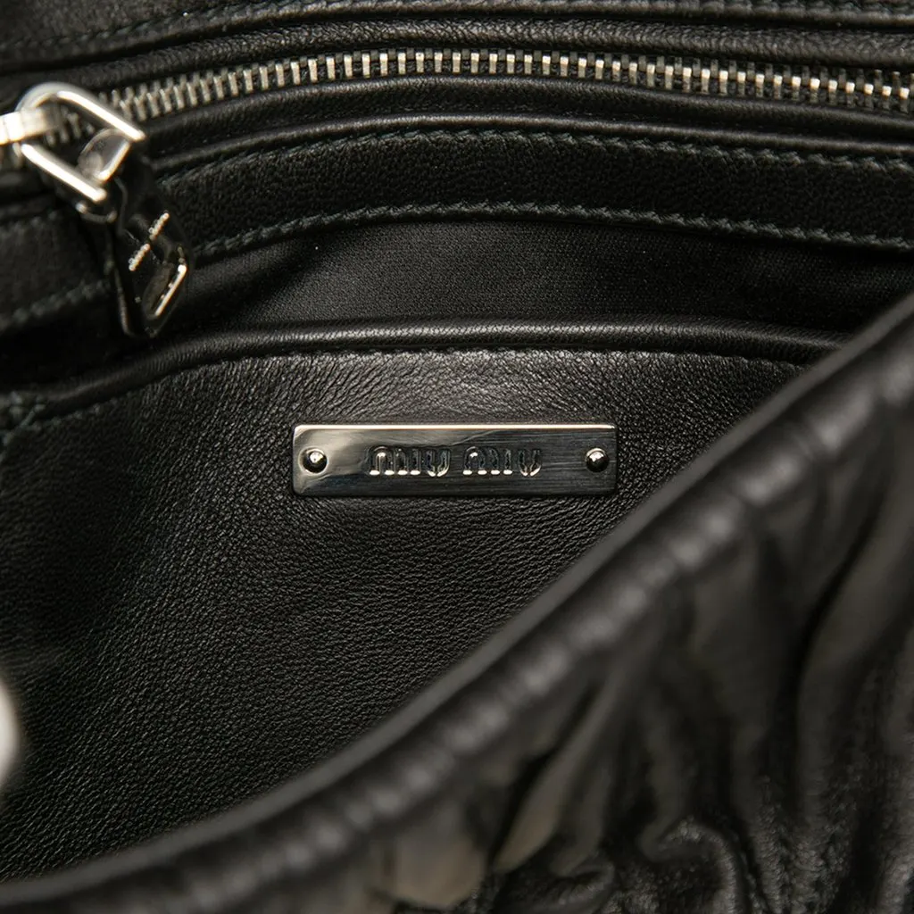 Miu Miu Matelasse Nappa Push Lock Flap Black Leather Very good - Box View