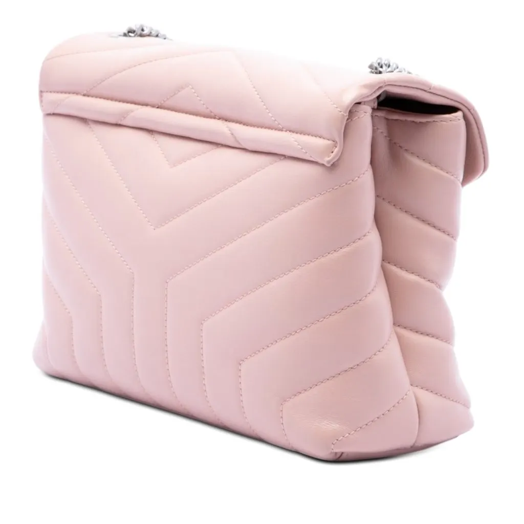 Saint Laurent Small Matelasse Calfskin Monogram LouLou Shoulder Bag Pink Leather Very good - Back View