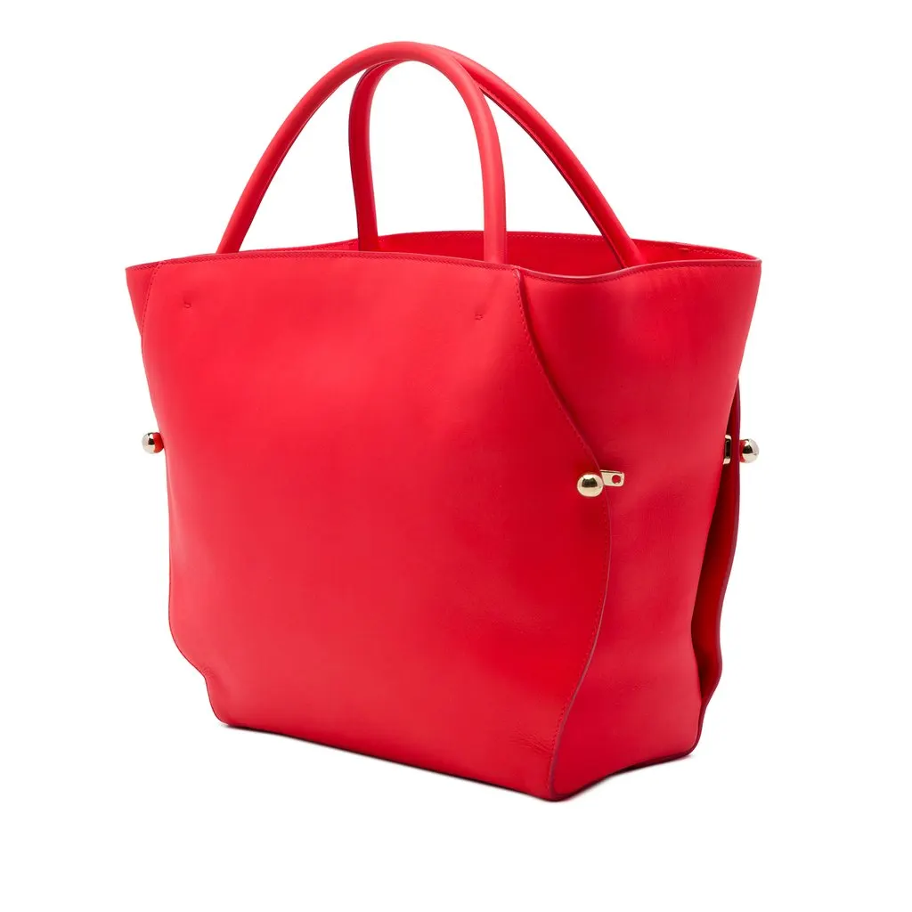 Dior Medium Smooth Calfskin Diorbar Tote Red Leather Very good - Back View