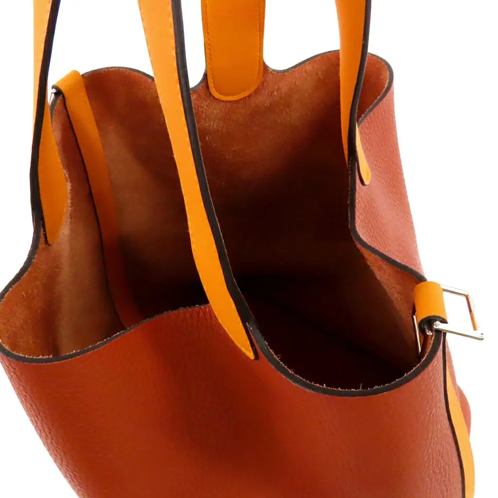 Hermès Bicolor Clemence and Swift Picotin Lock 22 Orange Leather Very good - Model View