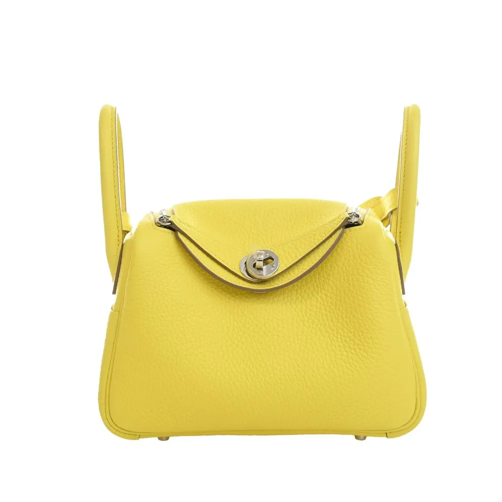Hermès Mini Clemence Lindy 20 Yellow Leather Good - Front View