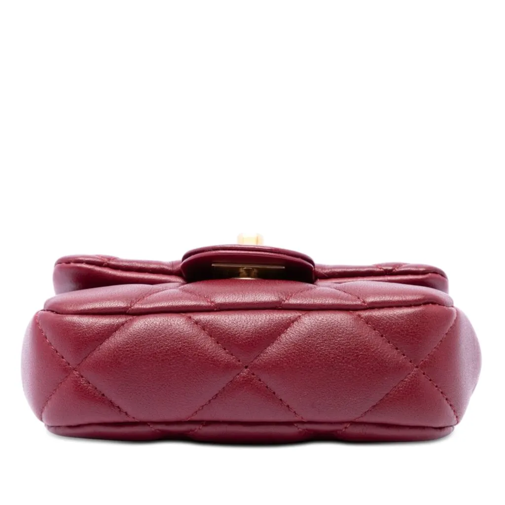 Chanel Quilted Calfskin Lady Card Holder with Chain Top Handle Bag Red Leather Very good - Inside View