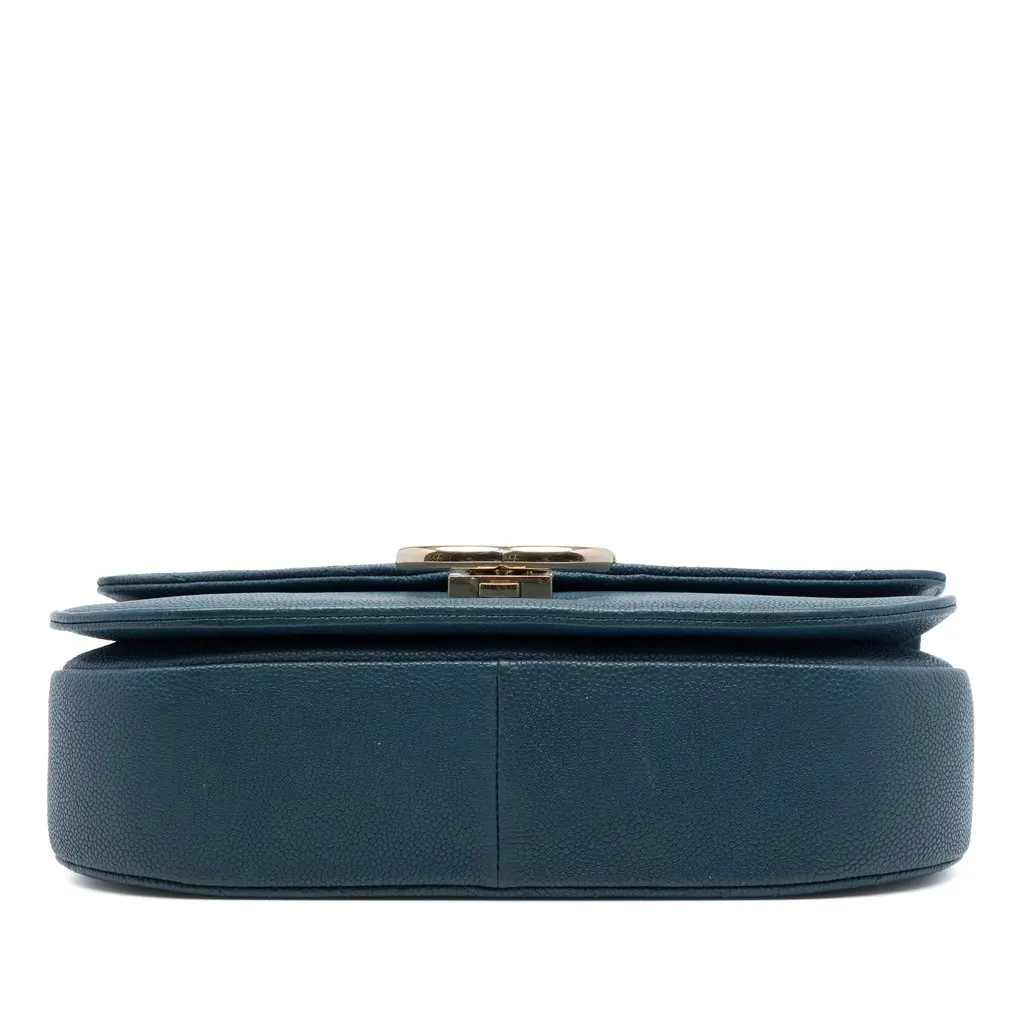 Chanel Paris Cuba Medium Quilted Caviar Thread Around Flap Blue Leather Very good - Inside View