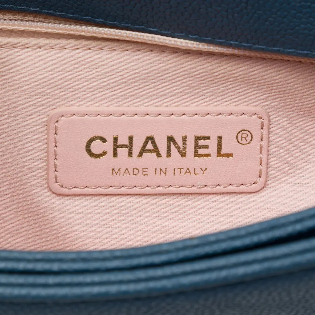 Chanel Paris Cuba Medium Quilted Caviar Thread Around Flap Blue Leather Very good - Box View