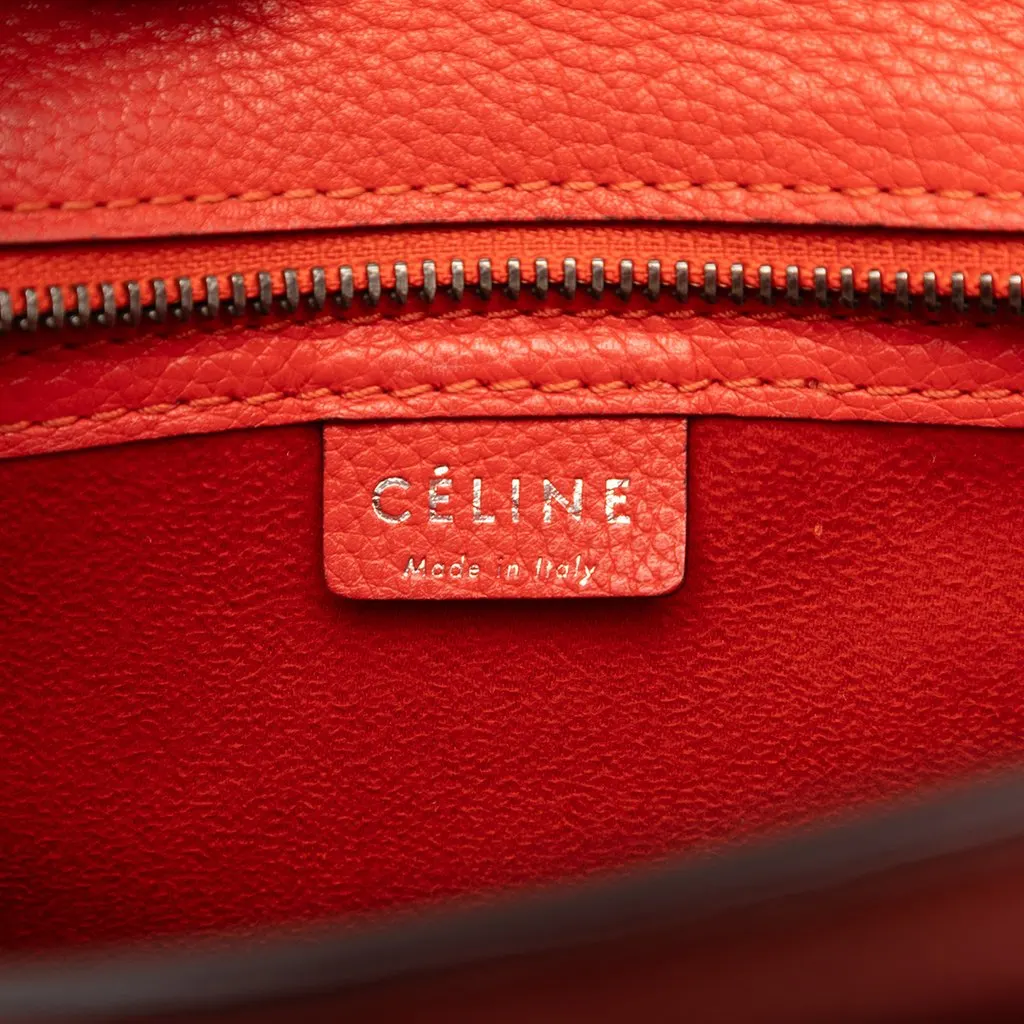 Celine Nano Leather Luggage Tote Orange Leather Very good - Box View