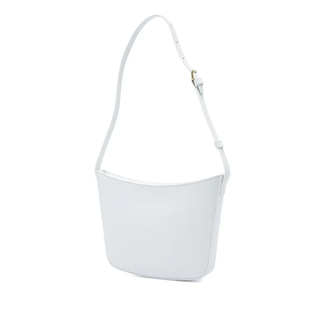 Celine Medium Shiny Calfskin Croque Shoulder Bag White Leather Very good - Back View