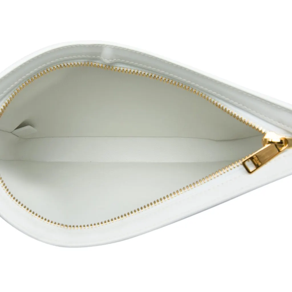 Celine Medium Shiny Calfskin Croque Shoulder Bag White Leather Very good - Model View