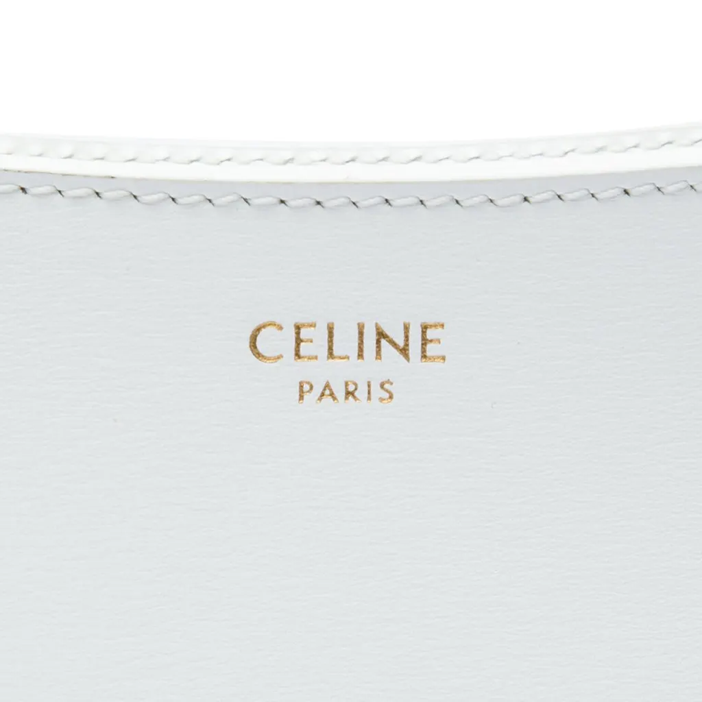 Celine Medium Shiny Calfskin Croque Shoulder Bag White Leather Very good - Box View