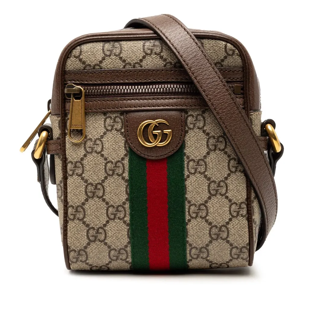 Gucci Mini GG Supreme Web Ophidia Crossbody Beige Very good - Front View