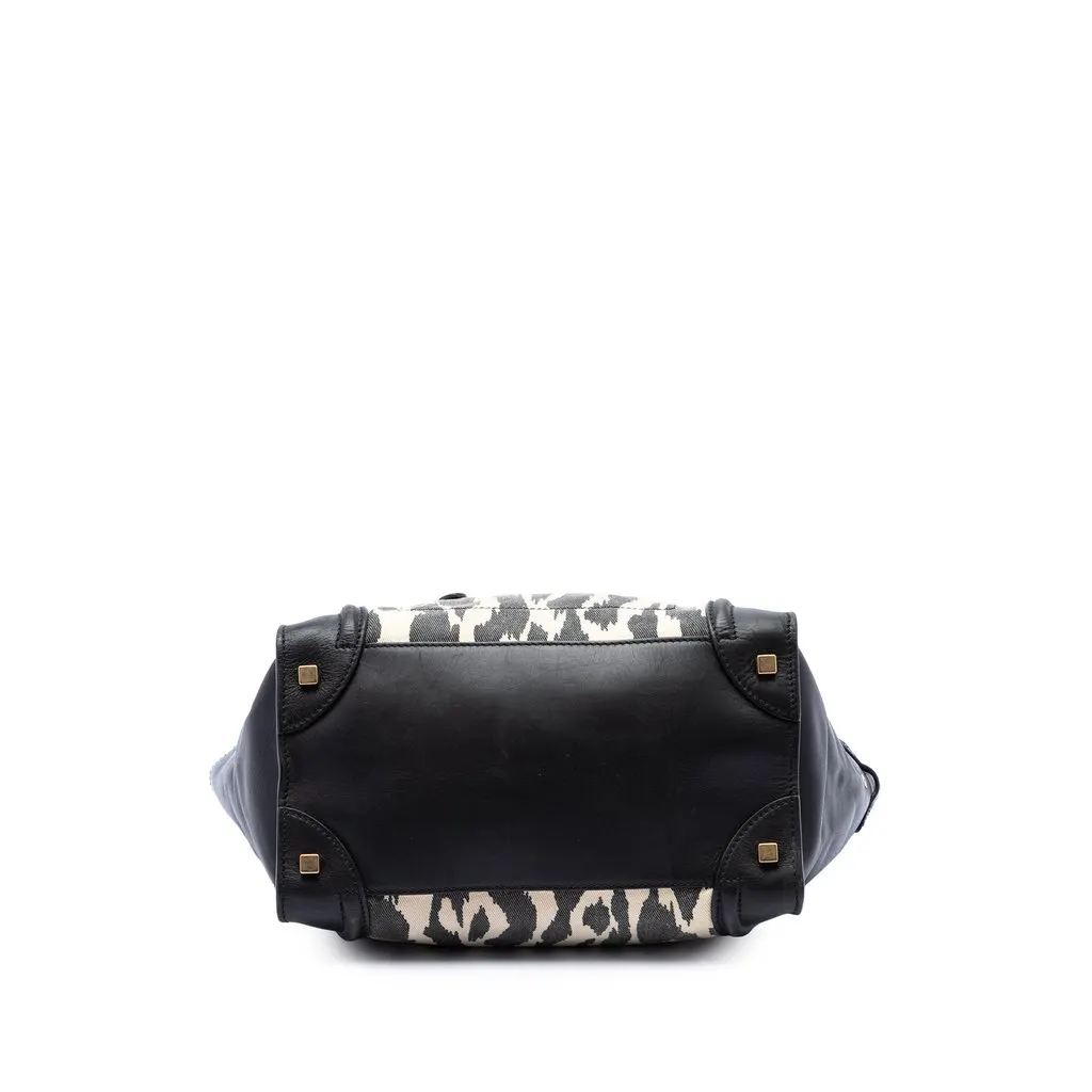 Celine Mini Canvas Leopard Print and Calfskin Luggage Tote Black Canvas Very good - Inside View