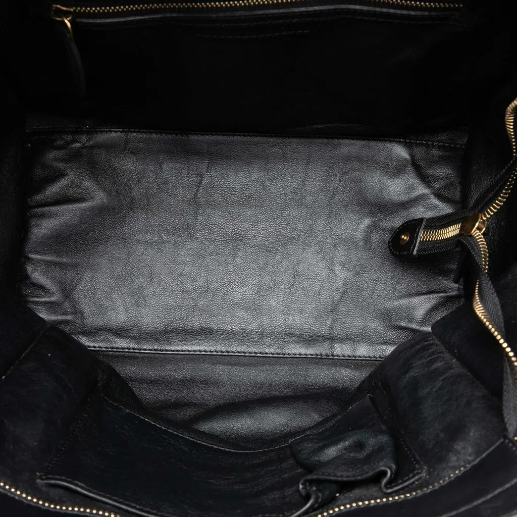 Celine Mini Canvas Leopard Print and Calfskin Luggage Tote Black Canvas Very good - Model View