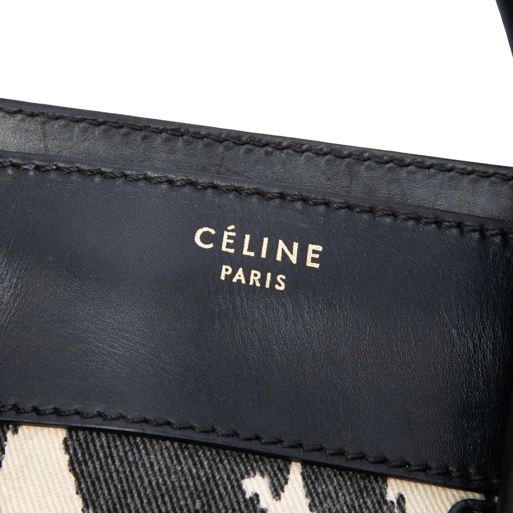 Celine Mini Canvas Leopard Print and Calfskin Luggage Tote Black Canvas Very good - Box View