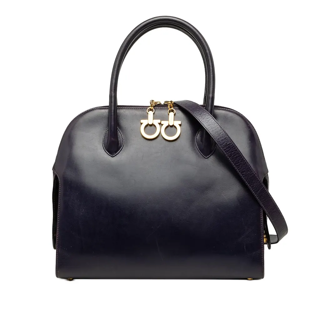 Salvatore Ferragamo Leather Gancini Dome Satchel