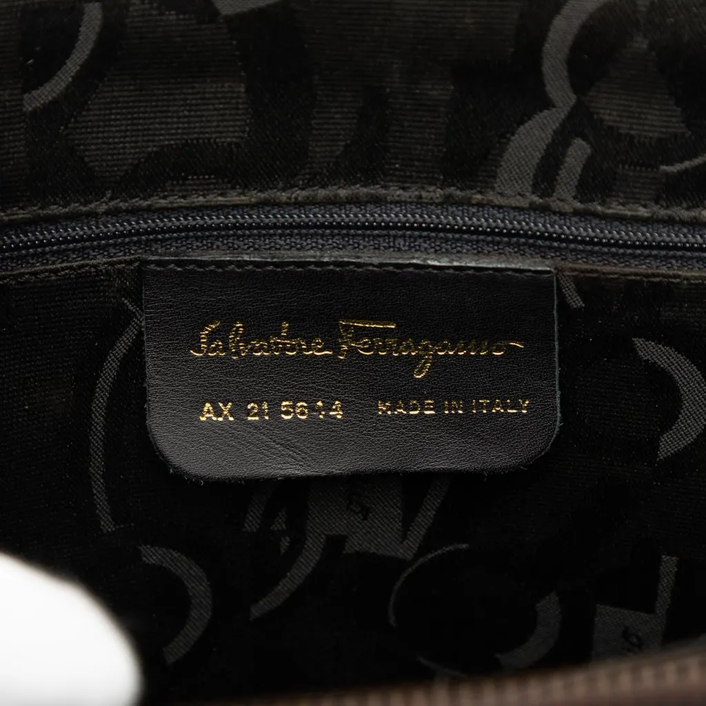 Salvatore Ferragamo Leather Gancini Dome Satchel Blue Leather Very good - Box View