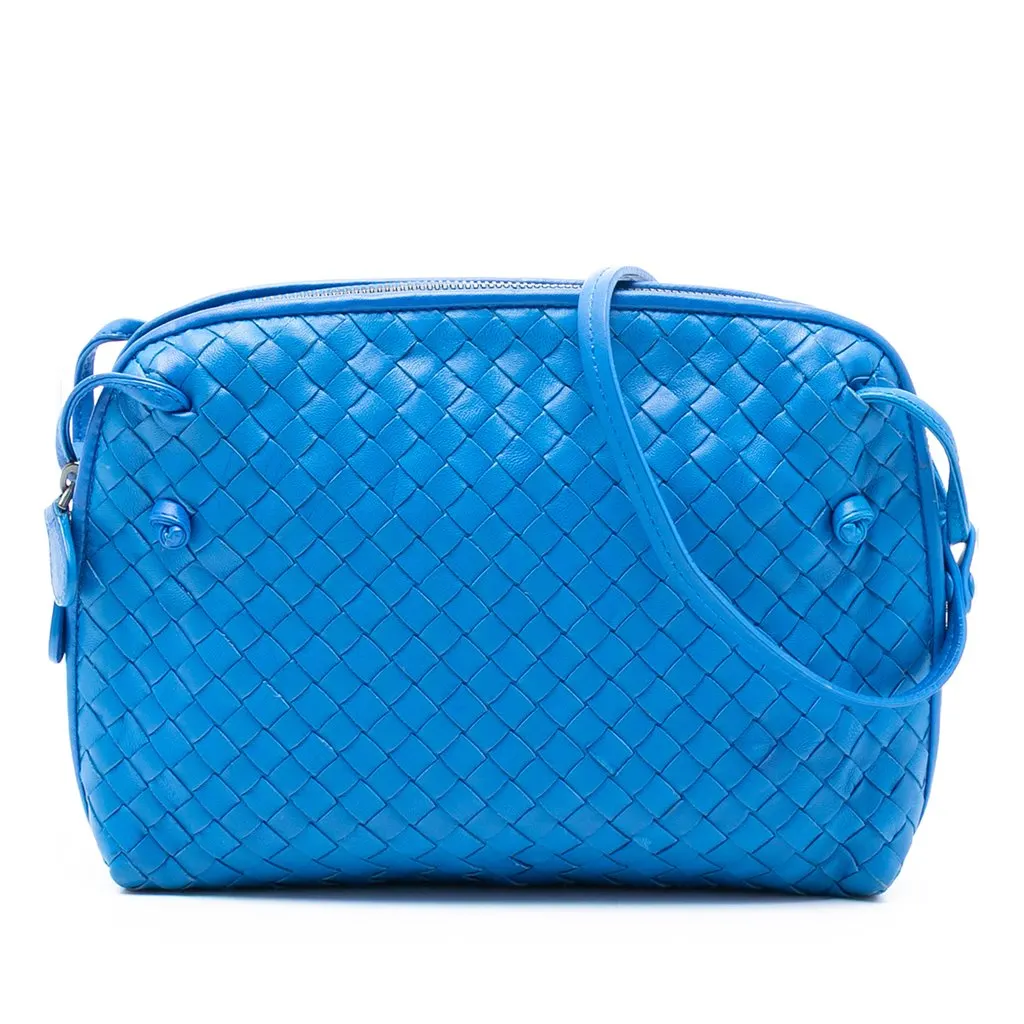 Bottega Veneta Nappa Intrecciato Nodini Crossbody Blue Leather Very good - Front View
