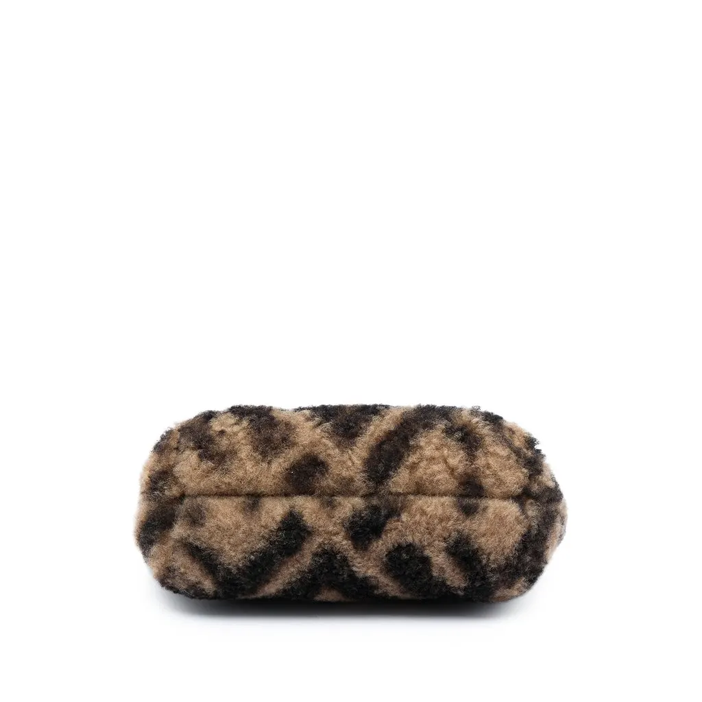 Fendi Zucca Shearling Pyramid Pouch Brown Very good - Inside View