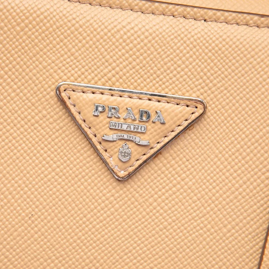 Prada Saffiano Cuir Turnlock Twin Satchel Beige Leather Good - Box View