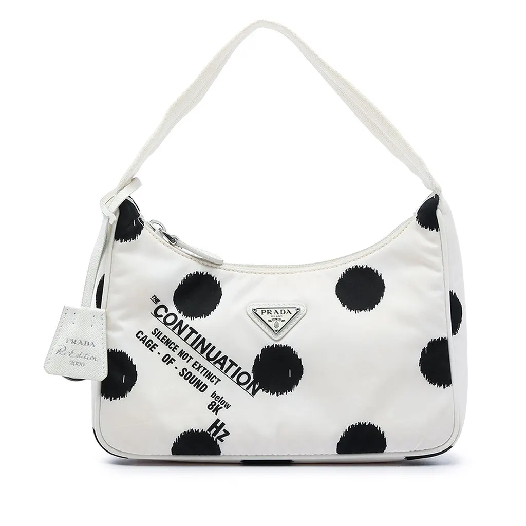 Prada Mini Re Nylon Polka Dot Re Edition 2000 Shoulder Bag White Very good - Front View