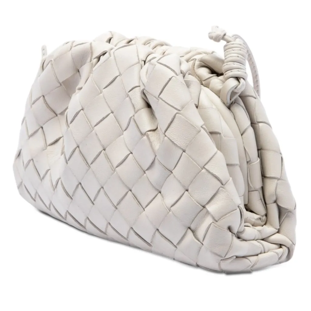 Bottega Veneta Nappa Intrecciato The Mini Pouch Crossbody White Leather Very good - Back View