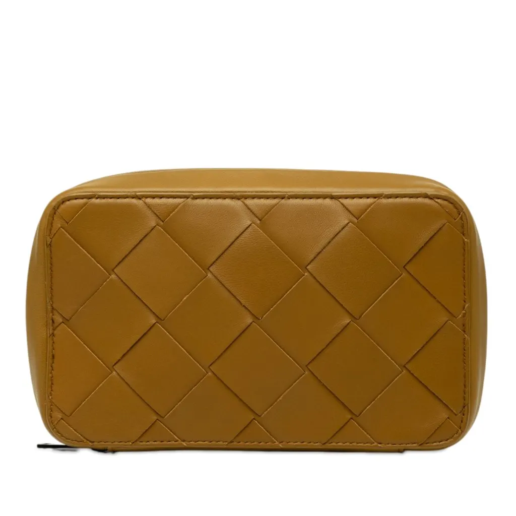 Bottega Veneta Nappa Maxi Intrecciato Zippered Pouch Brown Leather Good - Front View