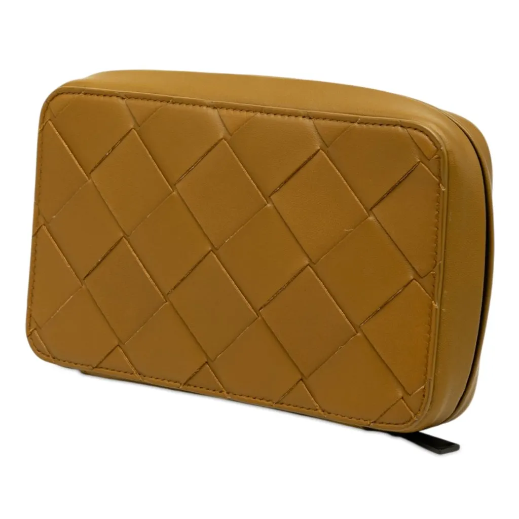 Bottega Veneta Nappa Maxi Intrecciato Zippered Pouch Brown Leather Good - Back View