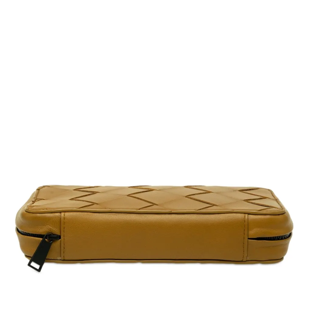 Bottega Veneta Nappa Maxi Intrecciato Zippered Pouch Brown Leather Good - Inside View