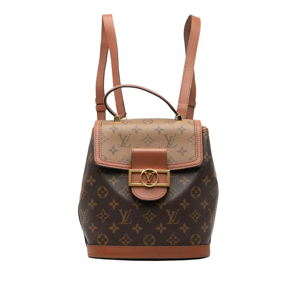Louis Vuitton Monogram Reverse Dauphine Backpack PM Brown Canvas Good - Front View
