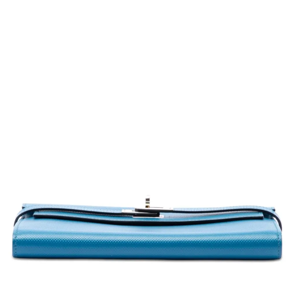 Hermès Grain d H Kelly Longue Wallet Blue Leather Very good - Inside View