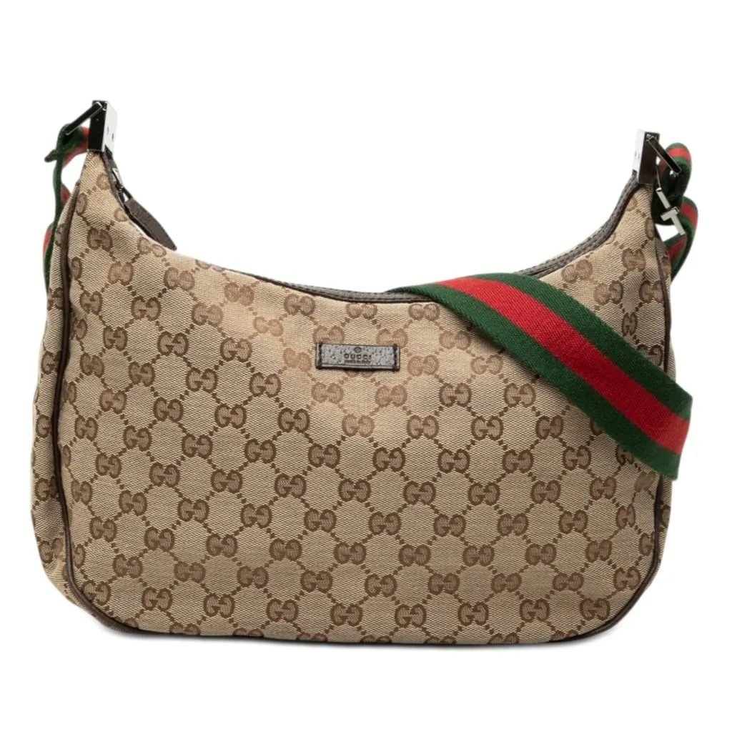 Gucci GG Canvas Web Crossbody Beige Very good - Front View