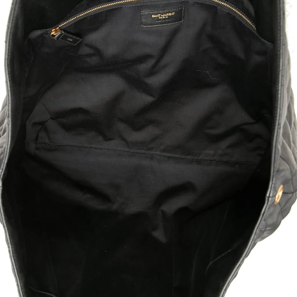 Saint Laurent Maxi Quilted Lambskin Icare Shopping Tote Black Leather Very good - Model View