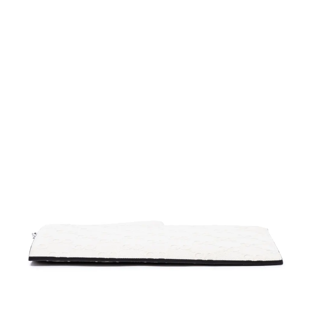 Gucci GG Embossed Perforated Calfskin Wristlet Clutch White Leather Very good - Inside View