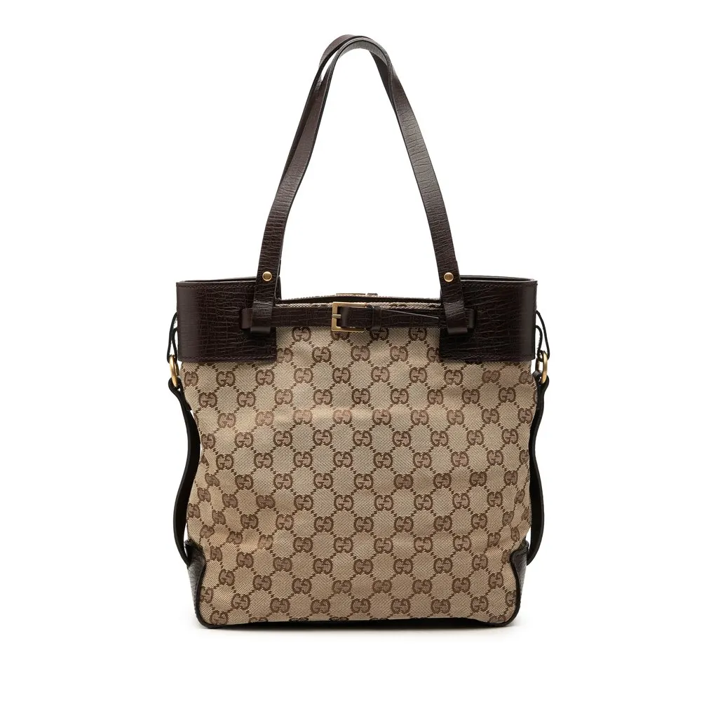 Gucci GG Canvas Tote Beige Canvas Good - Front View