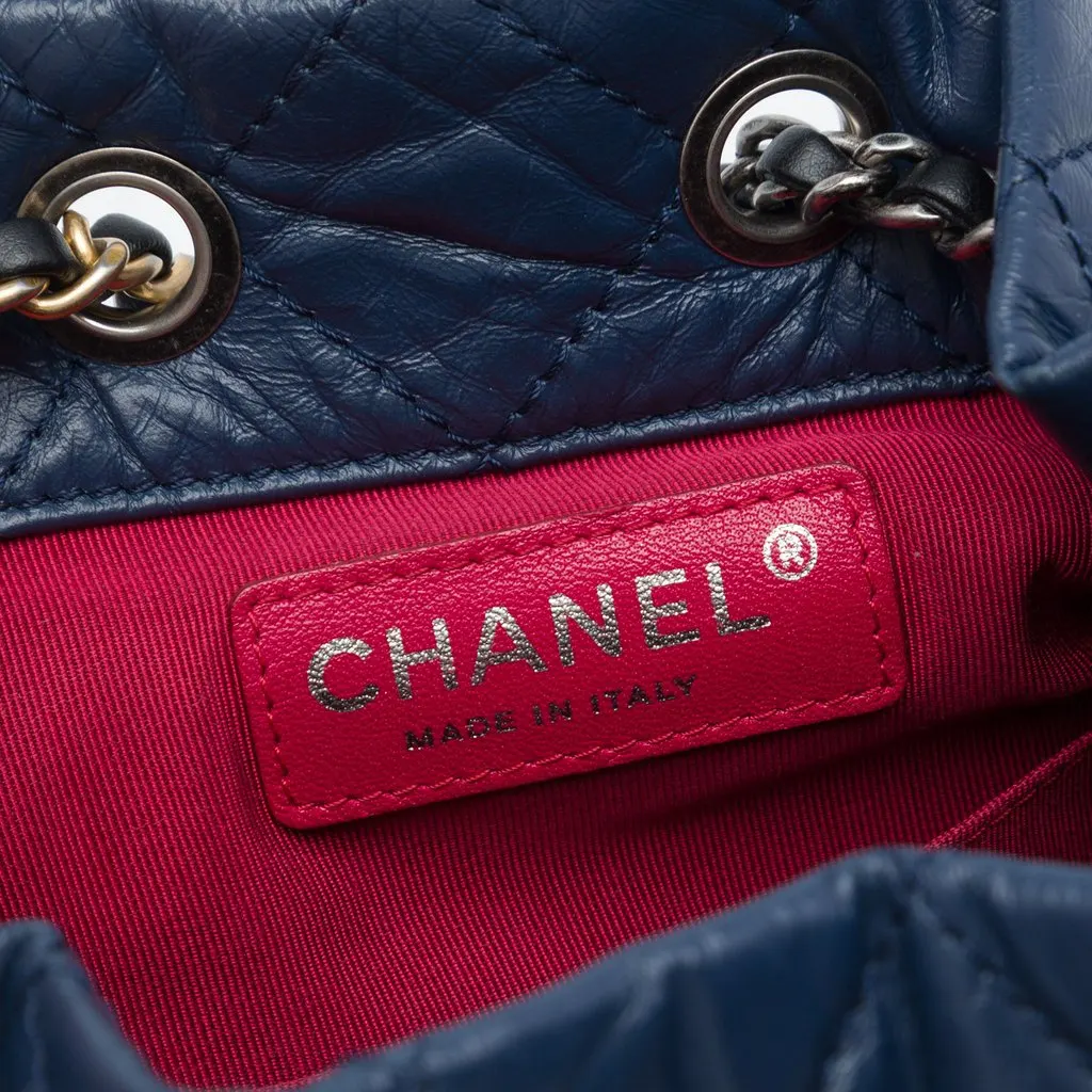 Chanel Small Bicolor Quilted Aged Calfskin Gabrielle Backpack Blue Leather Very good - Box View