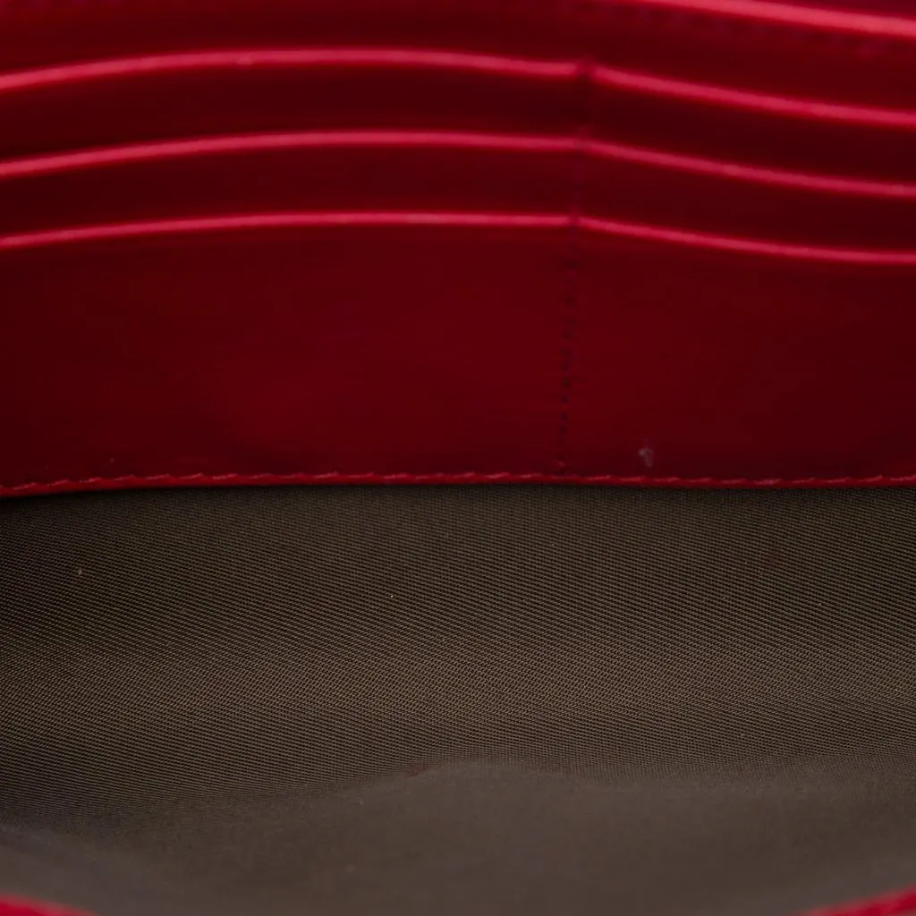 Gucci Calfskin Peony Pearly Clutch Red Leather Very good - Model View