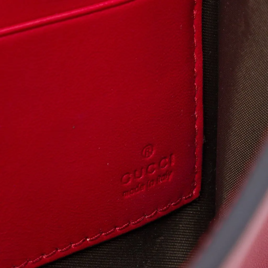 Gucci Calfskin Peony Pearly Clutch Red Leather Very good - Box View