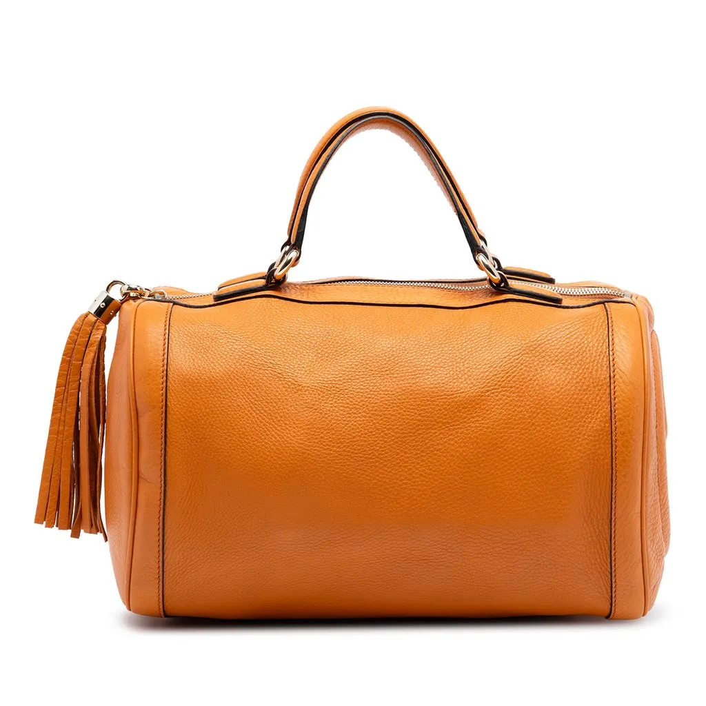Gucci Medium Pebbled Calfskin Soho Boston Bag Orange Leather Very good - Front View