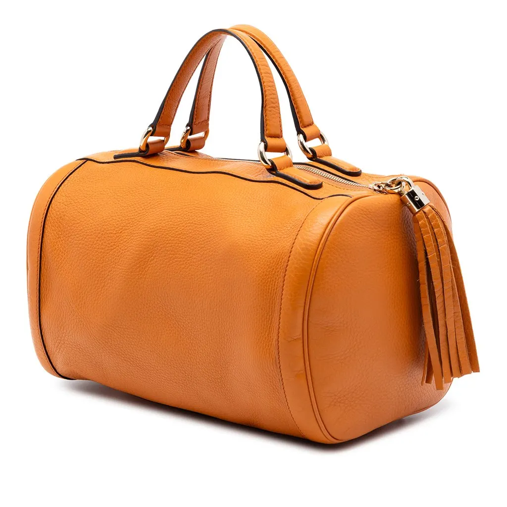 Gucci Medium Pebbled Calfskin Soho Boston Bag Orange Leather Very good - Back View