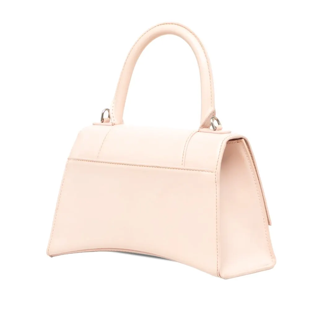 Balenciaga Small Leather Hourglass Top Handle Bag Beige Leather Good - Back View