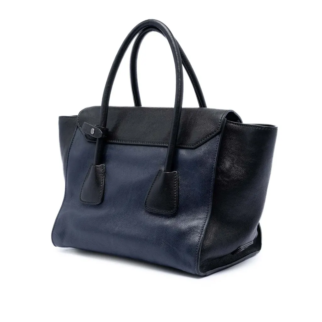 Prada Bicolor Glace Calf Sound Lock Satchel Blue Leather Very good - Back View