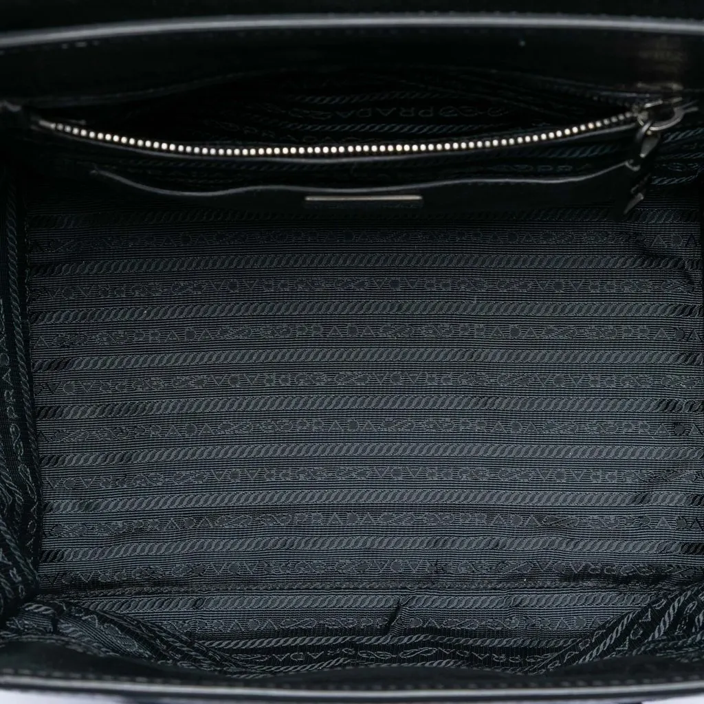 Prada Bicolor Glace Calf Sound Lock Satchel Blue Leather Very good - Model View