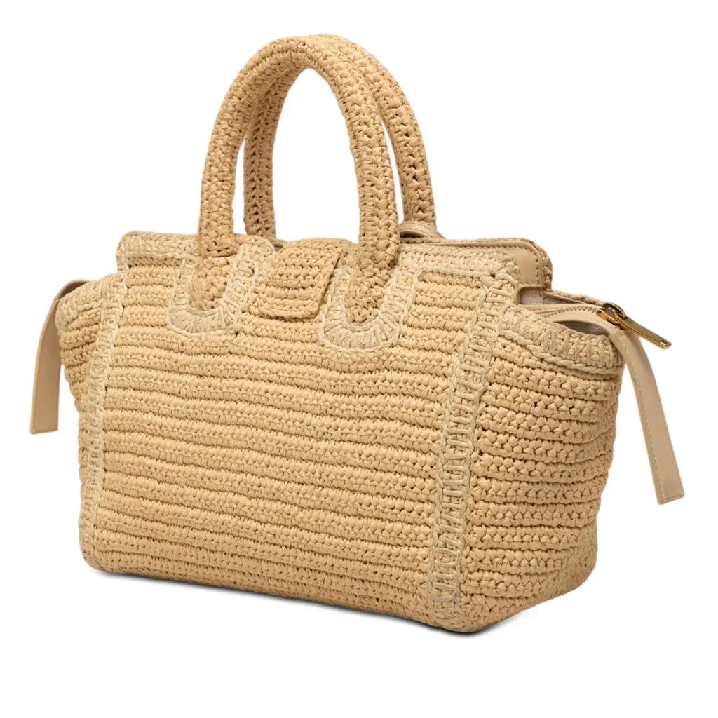 Saint Laurent Baby Raffia Monogram Downtown Cabas Beige Very good - Back View